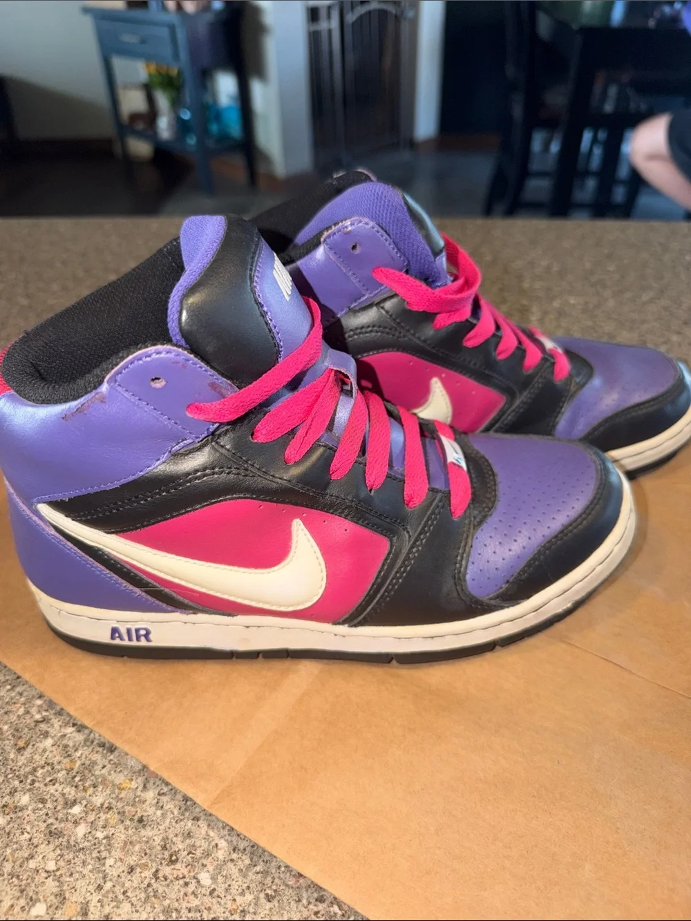 Nike High-Top Sneakers in Purple, Pink & Black